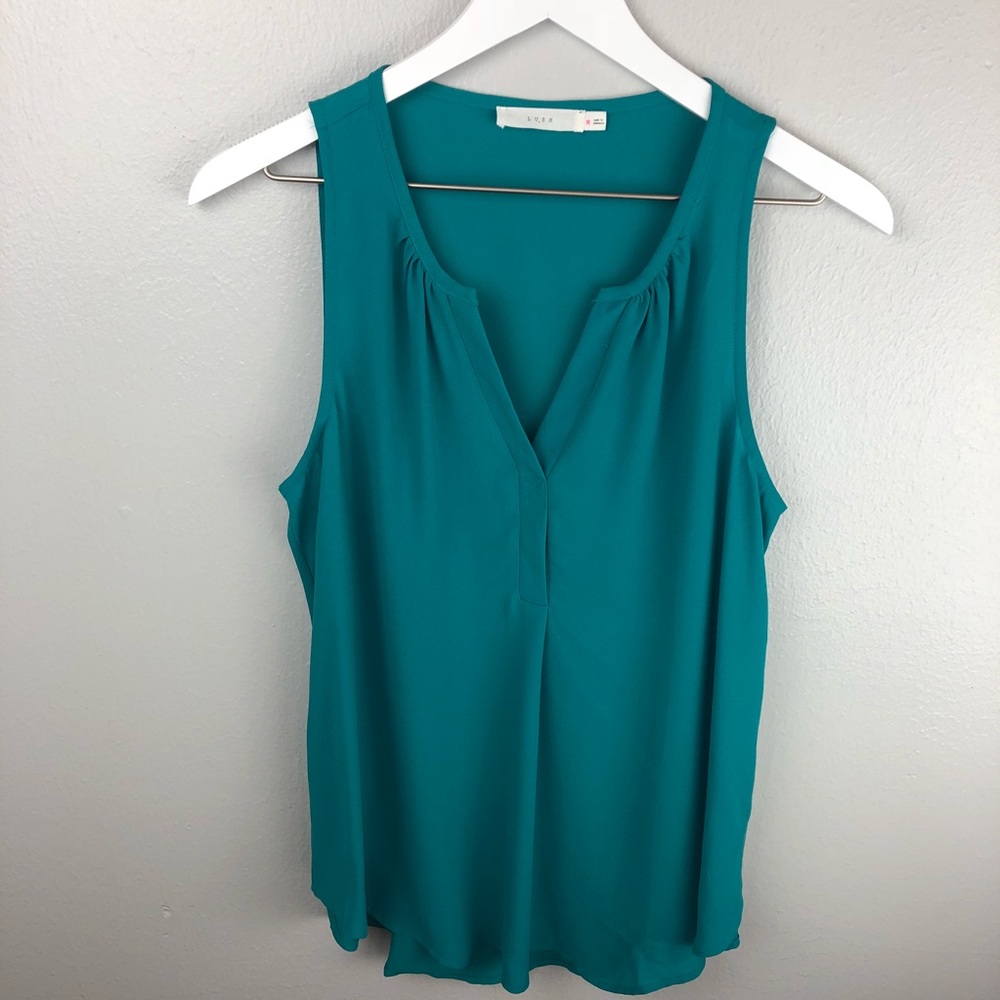 Lush Split Neck Turquoise Tank